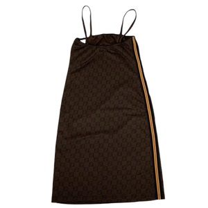 Fendi Brown Mini Dress with Yellow Stripe